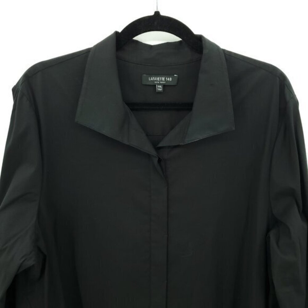 Lafayette 148 New York Plus Marla Cotton-Blend Covered Button Collared Top XXL - Picture 5 of 16